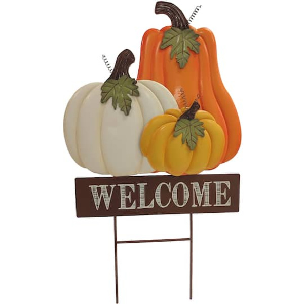 Ashland Pumpkin Welcome Metal Yard Stake