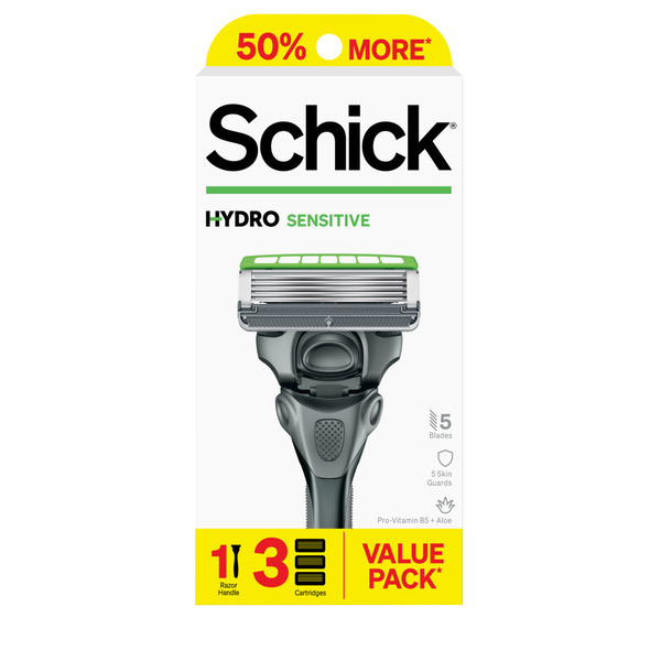 Schick Sensitive Razor, 1 Razor Handle with 3 Razor Refills Same