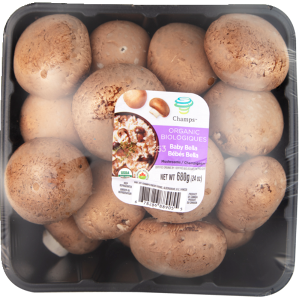 Champs Organic Whole Baby Bella Mushrooms