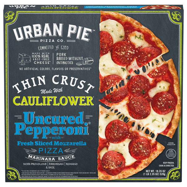 Urban Pie Pizza Co. Thin Crust Uncured Pepperoni With Fresh Sliced Mozzarella Pizza