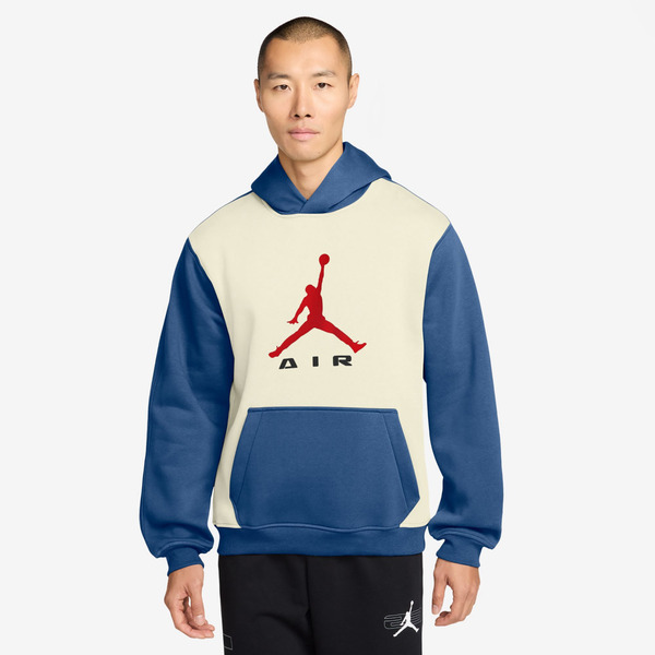 Jordan Men's Brooklyn Air Fleece Hoodie, S - Sail/True Blue