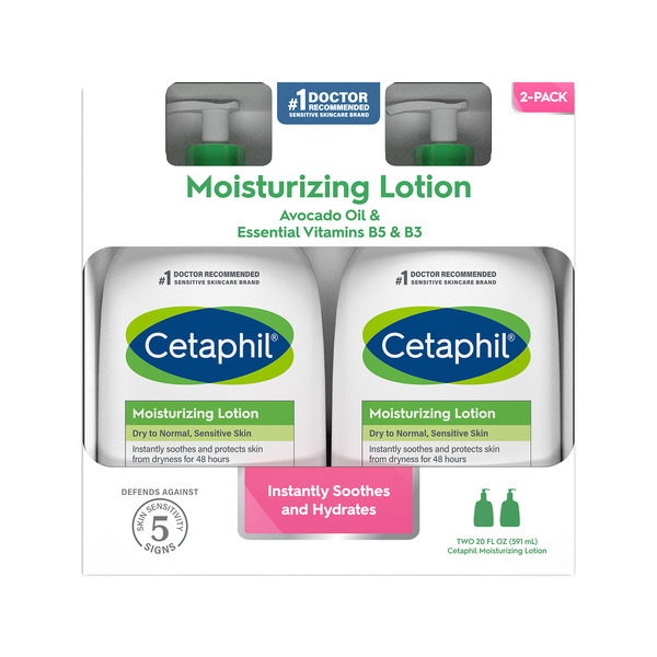 Cetaphil Moisturizing Lotion, Dry to Normal Sensitive Skin, 20 fl oz, 2 ct