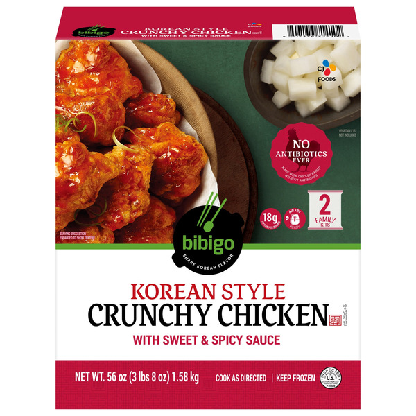 Bibigo Korean Style Crunchy Chicken, Sweet and Spicy Sauce, 56 oz
