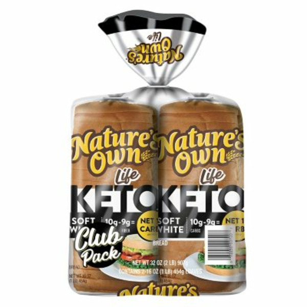 Nature's Own Keto Soft White Bread, Net 1 Carb Sliced White Non-GMO ...