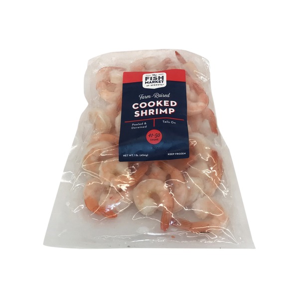 Sprouts Fish Market Cooked FarmRaised Shrimp 41/50 Count, Frozen (1 lb