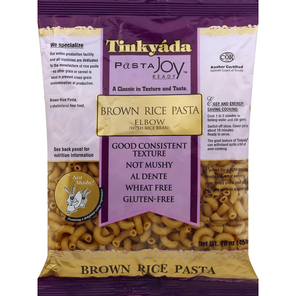 Tinkayda PASTA JOY Brown Rice Pasta, Elbow
