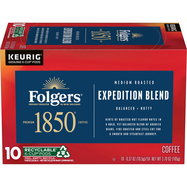 Folgers 1850 Expedition Blend, Medium Roast Coffee, Keurig K-Cup Pods