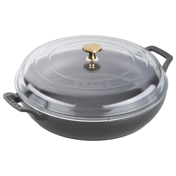 Staub 3.5 Quart Black Braiser With Glass Lid