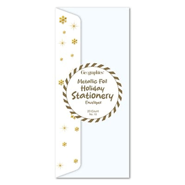 GE ographics Ornaments Metallic Foil Holiday Stationery Envelopes, No. 10
