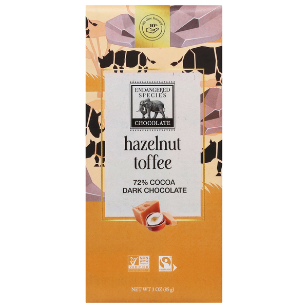 Endangered Species 72% Cocoa Hazelnut Toffee Dark Chocolate Same