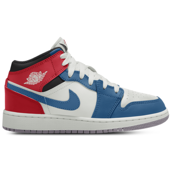 Jordan Air 1 Kids' Grade School Mid Shoes, Size 3.5, Medium/D - Blue/White/Red