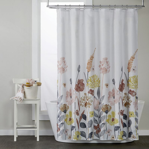 The Big One Floral Shower Curtain, Size: 72X70, White