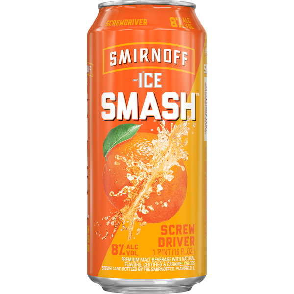 Smirnoff Ice Smash Screwdriver, 16 fl oz, Single Serve Can, 8% ABV