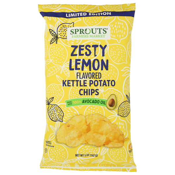 Sprouts Zesty Lemon Flavored Avocado Oil Kettle Potato Chips Same