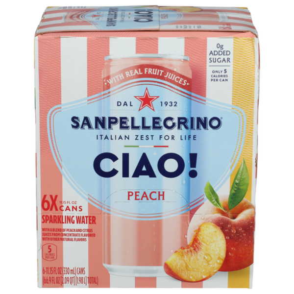 San Pellegrino Ciao Peach Sparkling Water 6 Pack