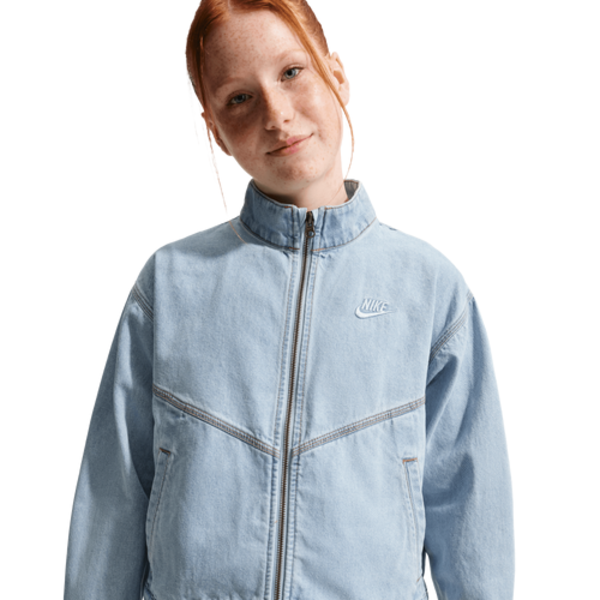 Nike Girls' Sportswear Windrunner Denim Jacket, L - Light Armory Blue