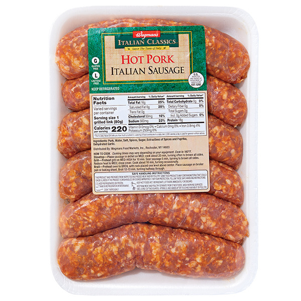 Wegmans Wegmans Italian Classics All Pork Hot Italian Sausage Links