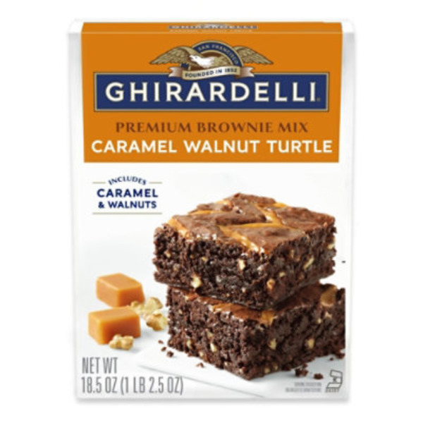 GHIRARDELLI Caramel Walnut Premium Brownie Mix, Includes Caramel and Real Walnuts