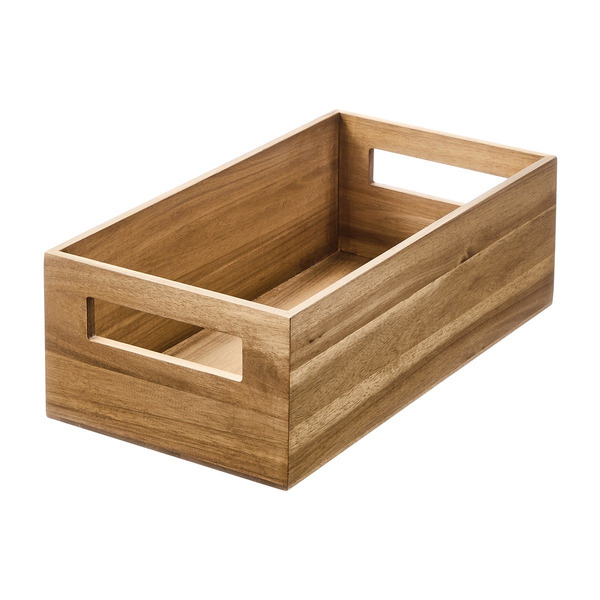 iDesign Acacia Handle Storage Bin, 15.63 x 14.56 x 9.84 in - Brown/Bronze