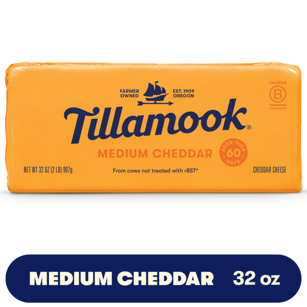 Tillamook Medium Cheddar Cheese Block, 32oz