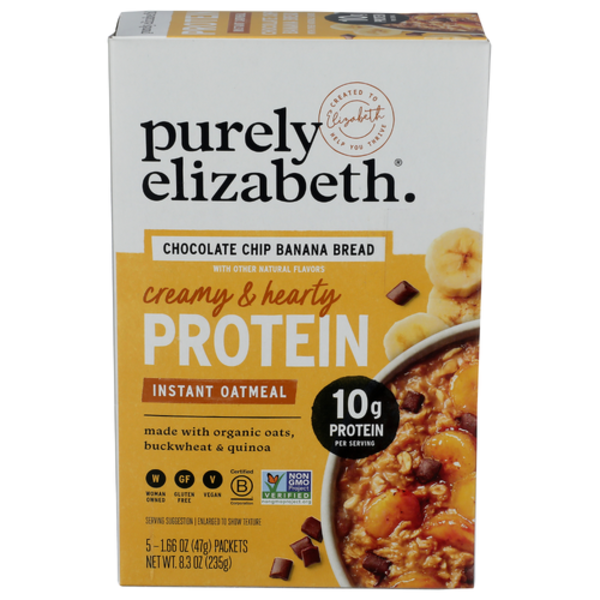 Purely Elizabeth Chocolate Chip Banana Bread Protein Instant Oatmeal 5 Pack