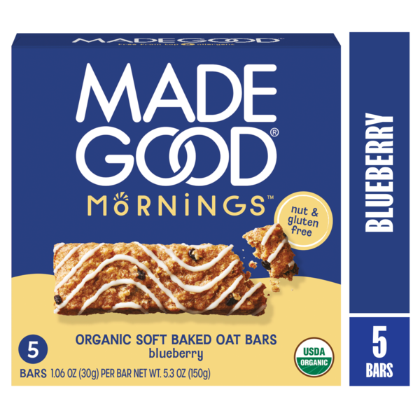 MadeGood Mornings Blueberry Soft Baked Oat Bars 5pk