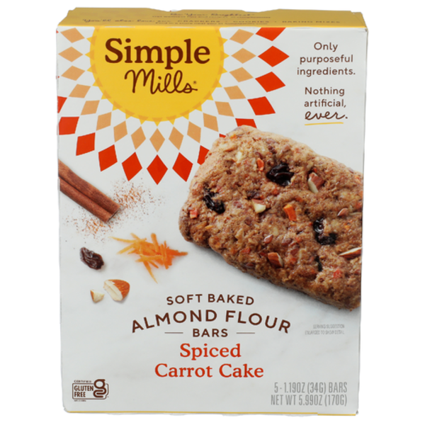 Simple Mills Spiced Carrot Cake Soft Baked Almond Flour Bars 5 Pack