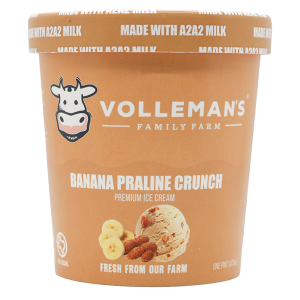 Volleman's Family Farm Banana Praline Crunch, Premium Ice Cream