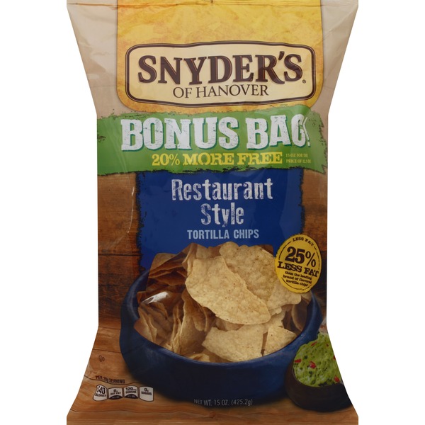 Snyders Tortilla Chips, Restaurant Style, Bonus Bag! (15 oz) from