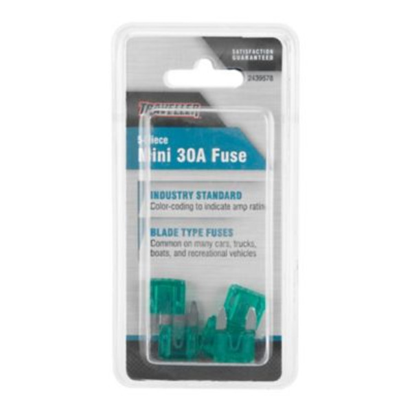 Traveller 30A Mini Blade Fuses, 5 pc.