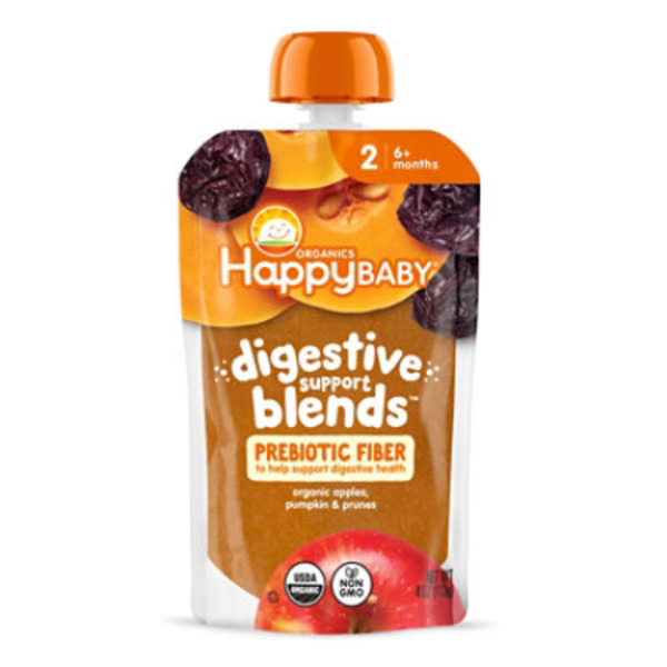 Happy Baby Organics Digestive Support Blends Organic Apples Pumpkin & Prunes Pouch