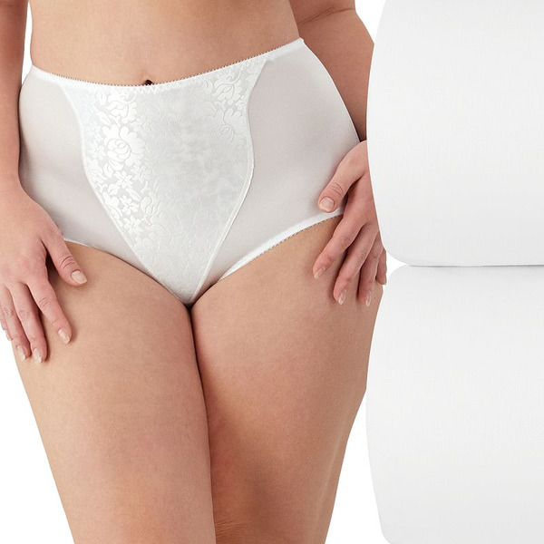 Bali Women's ® 2-pack Light Control Lace Shaping Brief Panty Set X372, Size: Large, White