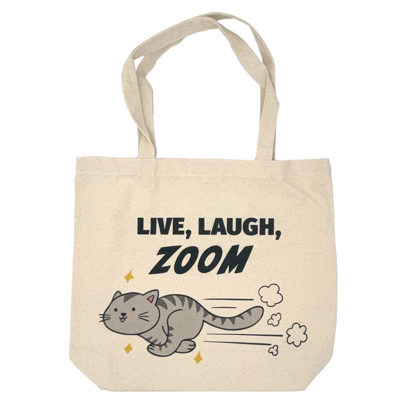 Zanden Live Laugh Zoome Cat Tote Bag, One Size - Natural