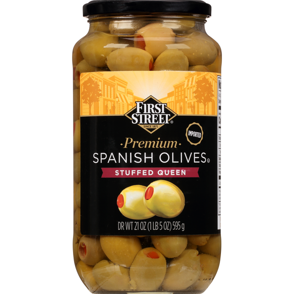 First Street Spanish Olives, Stuffed Queen, Premium (21 oz) Instacart