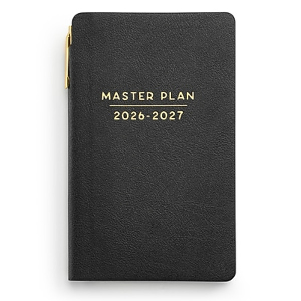 Eccolo 2026-2027 Master Plan Academic Weekly & Monthly Student Planner, Faux Leather Cover, 4 x 7 in - Black