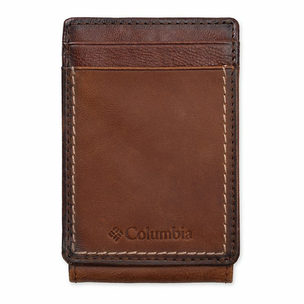 Columbia Men's  RFID-Blocking Burnished Magnetic Money Clip Wallet, Brown