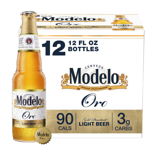 Modelo Oro Mexican Lager Import Lower Calorie* Light Beer Bottles