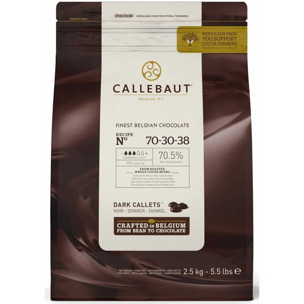 BARRY CALLEBAUT - 70/30 DARK CHOCOLATE CALLETS - 5.5LB