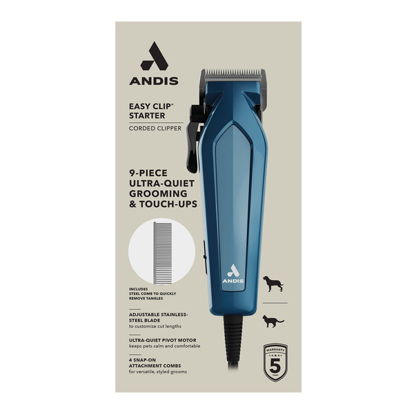 Andis 9-Piece Easy Clip Starter Pet Grooming Clipper Kit - Teal