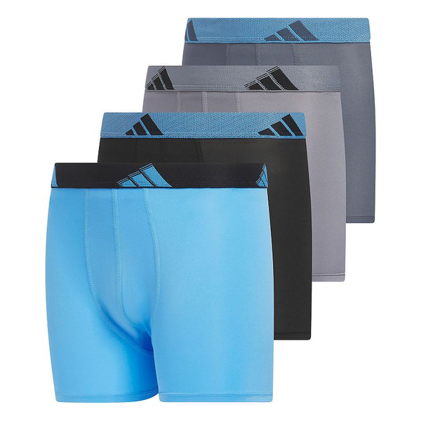 adidas Boys 4-20 Adidas Youth Microfiber 4-Pack Boxer Brief, Boy's, Size: Medium, Brt Blue