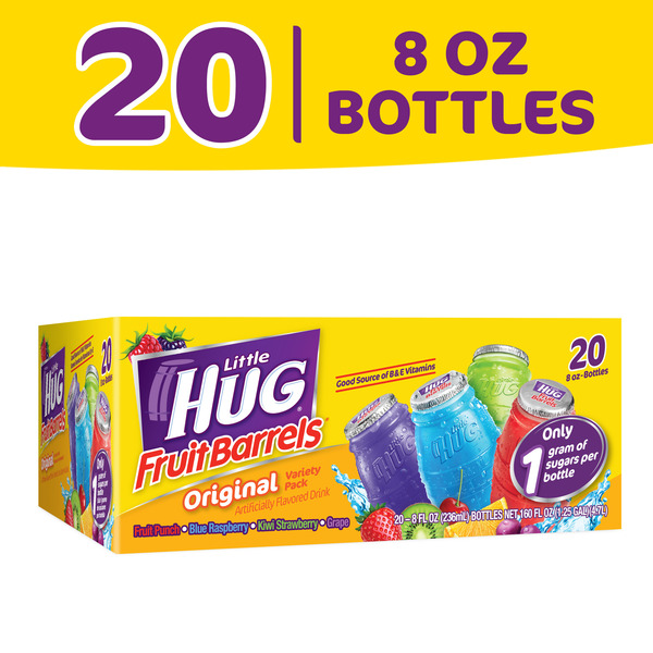 Little Hug Fruit Barrels Original, Shelf Stable Kids Drinks Variety pack, 20 count, 8 fl oz bottles