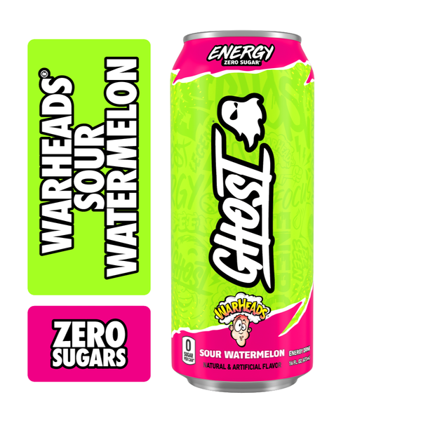 GHOST Zero Sugar Energy Drink, Warheads Sour Watermelon Same-Day