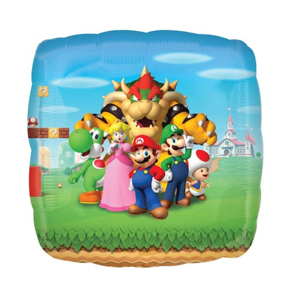Bark Logic INFLATED 28" Square Mario Bros Foil Balloon