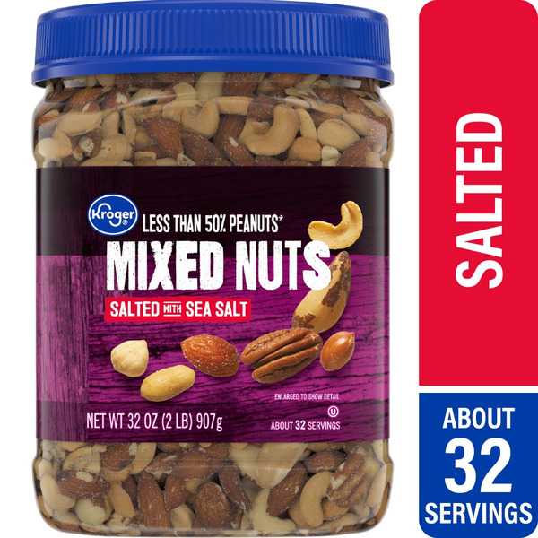 King Soopers Kroger Salted Mixed Nuts Less Than 50% Peanuts With Sea ...