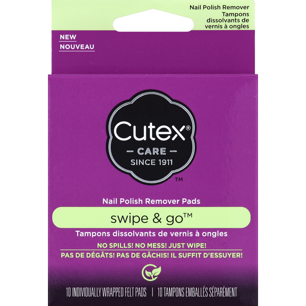 Cutex Nail Polish Remover Pads, Swipe & Go (10 ct) Instacart