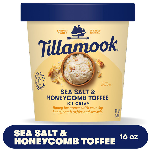 Tillamook Sea Salt and Honeycomb Toffee Ice Cream Pint, 16fl-oz