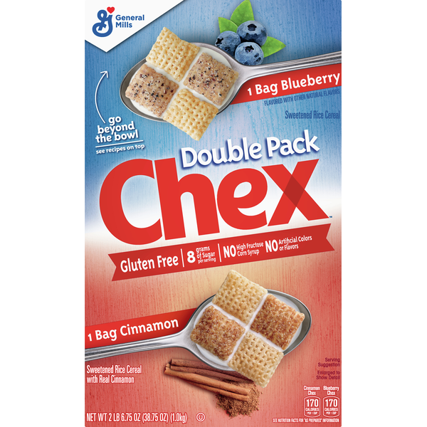 Chex Cereal, Gluten Free, Cinnamon, Blueberry, Double Pack (38.75 oz