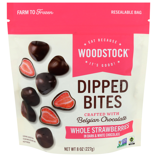 WOODSTOCK Whole Strawberries in Dark & White Chocolate Dipped