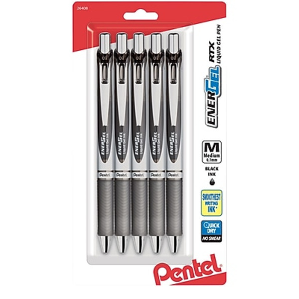 Pentel EnerGel RTX Black Retractable 0.7mm Liquid Gel Pen