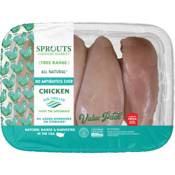 Sprouts All-Natural Fresh Boneless Skinless Chicken Breast with Rib Meat Value Pack